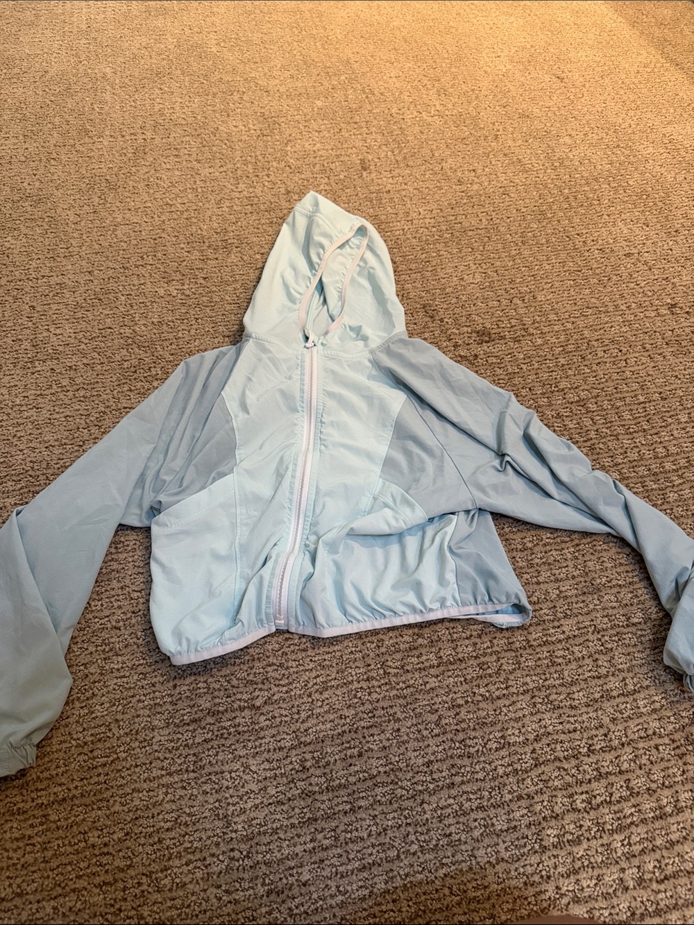 Athleta Light Blue Hooded Kids Rain Jacket